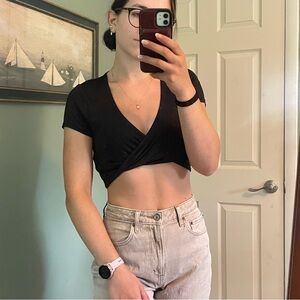 Black Wrap Crop Top